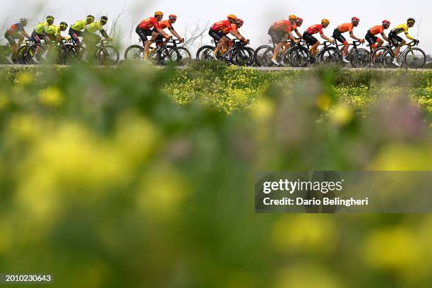 Magnus Cort of Denmark and Team Uno-X Mobility, Joaquim Silva of Portugal and Team Efapel Cycling, Milan Vader of The Netherlands and Team Visma |...