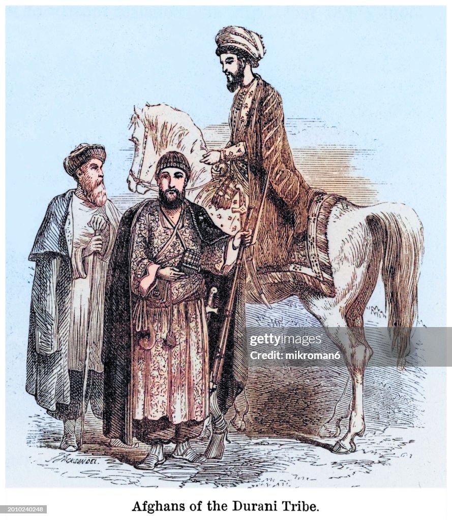Old engraved illustration of the Durrani, one of the largest tribes of Pashtuns, their traditional homeland is in southern Afghanistan