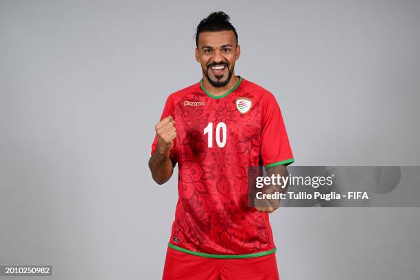 Khalid Al Oraimi of Oman poses for a photo during the FIFA Beach Soccer World Cup UAE 2024 portrait shoot on February 11, 2024 in Dubai, United Arab...