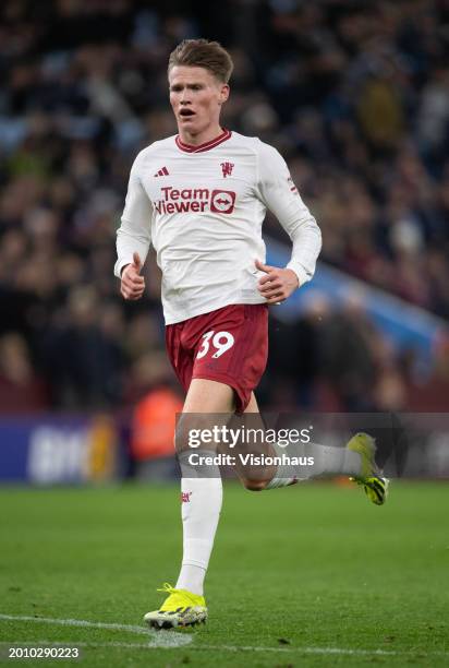 Scott McTominay of Manchester United in action during the Premier League match between Aston Villa and Manchester United at Villa Park on February...