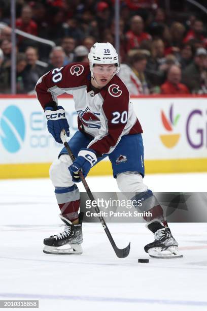 Ross Colton of the Colorado Avalanche skates against the Washington Capitals at Capital One Arena on February 13, 2024 in Washington, DC.