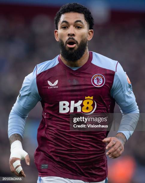 Douglas Luiz of Aston Villa in action during the Premier League match between Aston Villa and Manchester United at Villa Park on February 11, 2024 in...
