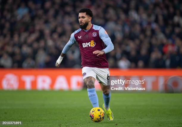Douglas Luiz of Aston Villa in action during the Premier League match between Aston Villa and Manchester United at Villa Park on February 11, 2024 in...