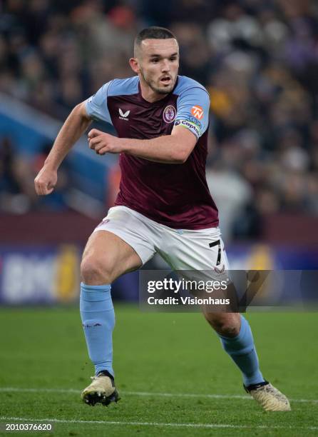 John McGinn of Aston Villa in action during the Premier League match between Aston Villa and Manchester United at Villa Park on February 11, 2024 in...