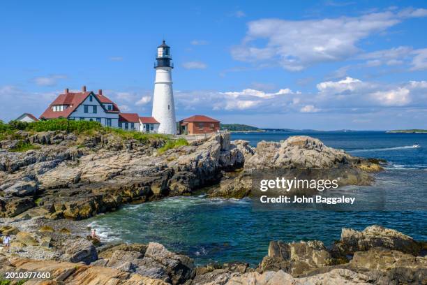 summer at portland head light - maine stock pictures, royalty-free photos & images