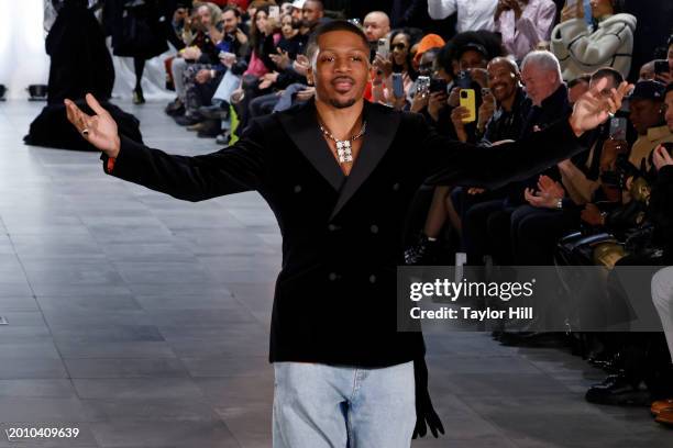 Romeo Hunte walks the runway at the Romeo Hunte A/W 2024 fashion show during New York Fashion Week at Mercedes-Benz Manhattan on February 13, 2024 in...