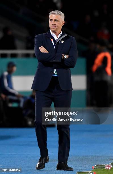 Hernan Crespo, head coach of Al Ain, reacts on the touchline during the AFC Champions League Round of 16 1st Leg match between FC Nasaf and Al Ain at...