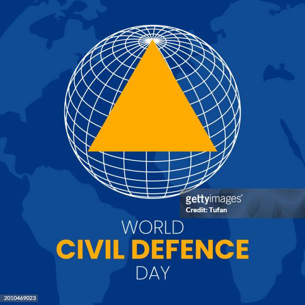 world civil defence day greeting card - 1 march, civil defence poster design - military training icon stock illustrations