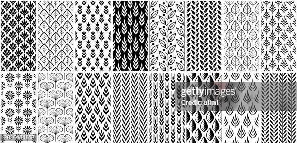 ilustrações de stock, clip art, desenhos animados e ícones de seamless patterns with plants - estampa de folha