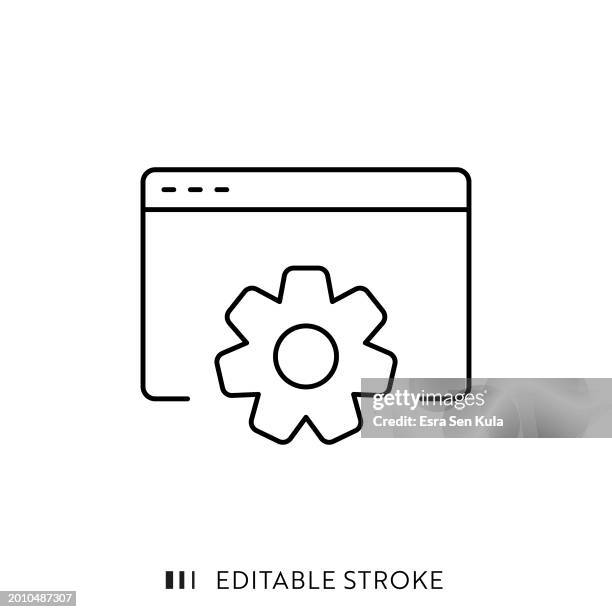 web development line icon design with editable stroke. suitable for infographics, web pages, mobile apps, ui, ux, and gui design. - web designer white background stock illustrations