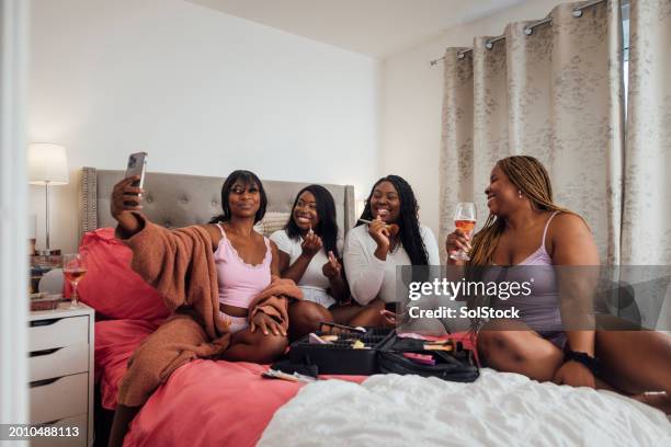 pamper night with the girls - slumber party stock pictures, royalty-free photos & images