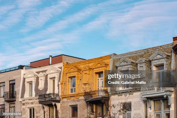 colorful houses in montreal - vieux montréal stock pictures, royalty-free photos & images