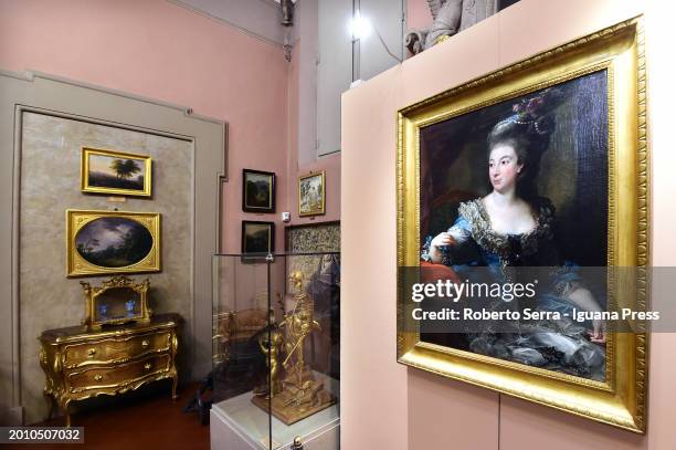 Pompeo Batoni's portrait of Countess Maria Benedetta di San Martino" exhibition opening at Davia Bargellini Museum on February 14, 2024 in Bologna,...