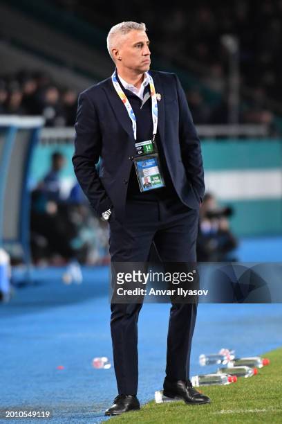 Hernan Crespo, head coach of Al Ain, looks on from the touchline during the AFC Champions League Round of 16 1st Leg match between FC Nasaf and Al...