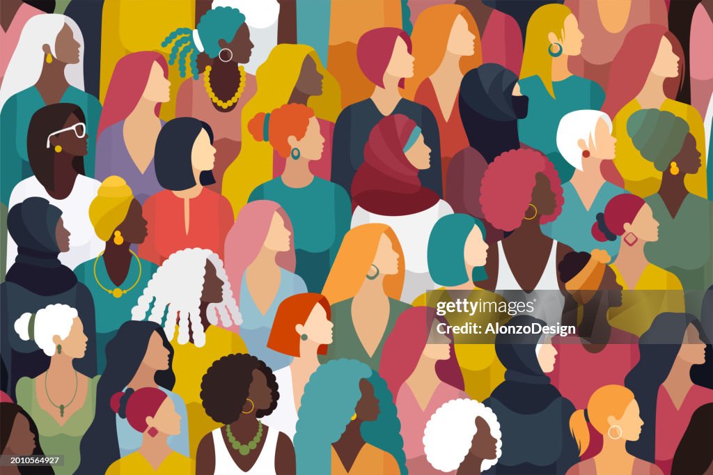 Multiethnic Group Of People Seamless Pattern High-Res Vector Graphic ...