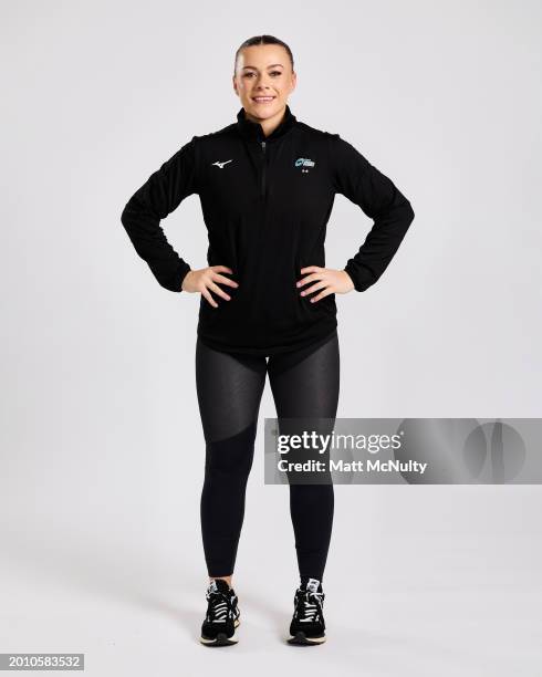 Mikki Austin, Head Coach of Surrey Storm poses during the Netball Super League Media Day Portrait Session at the Radisson Blu Hotel, East Midlands...