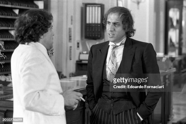Italian singer showman and actor Adriano Celentano during the filming of the movie 'Grand Hotel Excelsion, Rome, July 01, 1982.