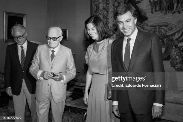 Spanish Prime Minister Felipe Gonzalez, with his wife Carmen Gonzalez Romero, during his official visit to Italy at the Quirinale Palace with the...