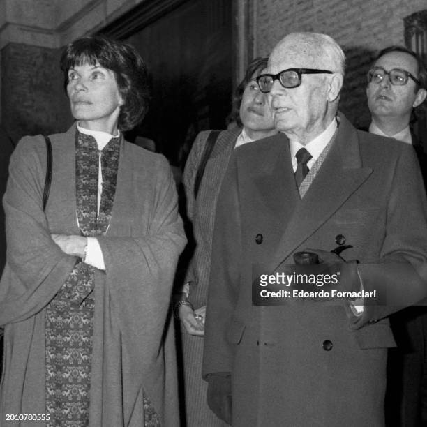 French first lady Danielle Mitterrand Gouze with the President of the Italian Republic Sandro Pertini.