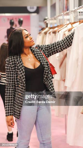 Guest attends during the IFCO – Istanbul Fashion Connection Fair 2024 at Istanbul Expo Center on February 07, 2024 in Istanbul, Turkey.