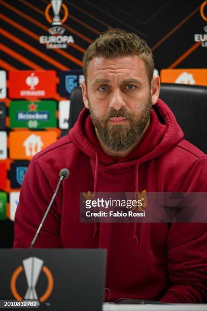 Roma coach Daniele De Rossi during the press conference at Feyenoord Stadium on February 14, 2024 in Rotterdam, Netherlands.