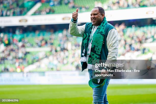 Former player and Werder Bremen legend Ailton Goncalves da Silva visits the Wohninvest Weserstadion in Bremen on the occasion of the 125th...