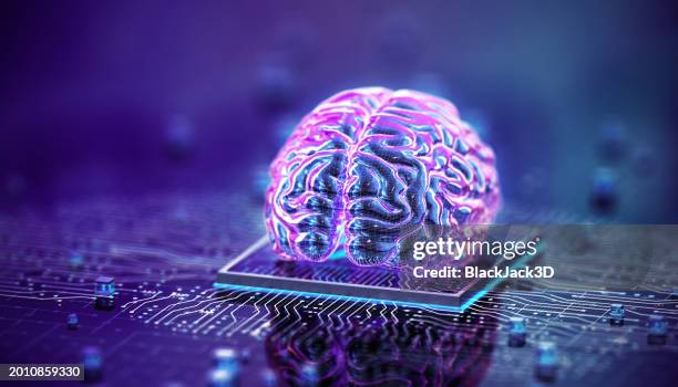 ai brain chip. machine learning. digital mind technology concept - quantum computing stock pictures, royalty-free photos & images