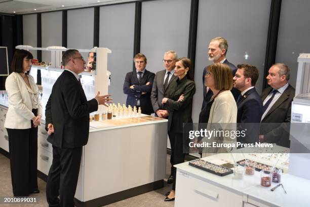 King Felipe and Queen Letizia , the President of the Generalitat, Pere Aragones , Puig CEO Marc Puig and the Mayor of L'Hospitalet de Llobregat,...
