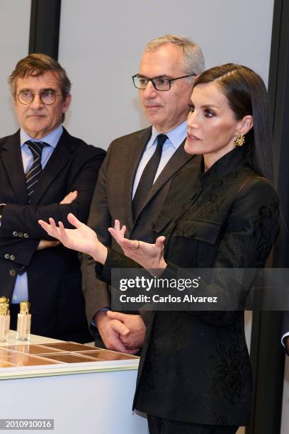 Puig Company President Marc Puig and Queen Letizia of Spain inaugurate the 2nd Tower "T2" of the Puig company at the L´Hospitalet de Llobregat on...