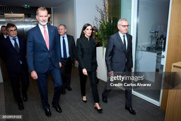 Puig Company President Marc Puig , Queen Letizia of Spain and King Felipe VI of Spain inaugurate the 2nd Tower "T2" of the Puig company at the...