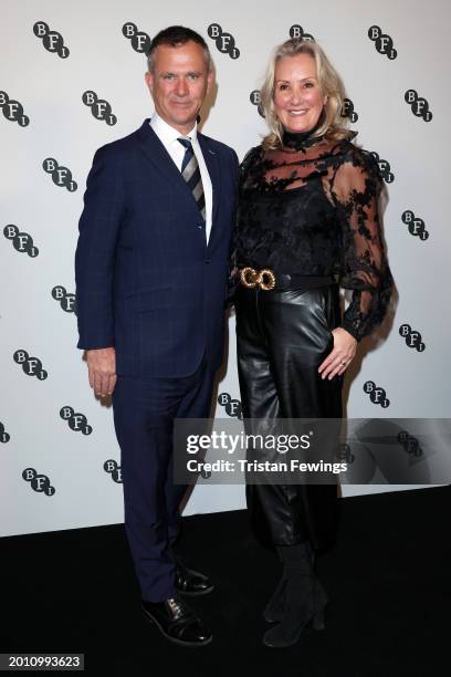 Mark Lancaster, Baron Lancaster of Kimbolton and Caroline Dinenage MP attend the BFI Chair's Dinner at The Rosewood Hotel on February 14, 2024 in...