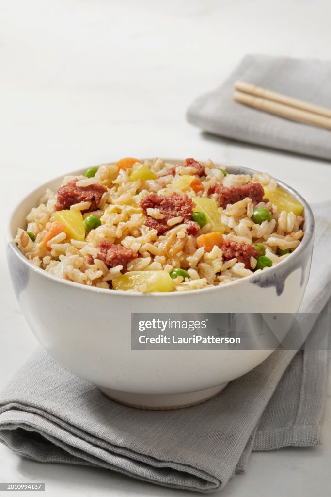 Fried Corned Beef with Egg Fried Rice