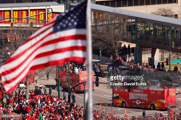 General view during the Kansas City Chiefs Super Bowl LVIII victory parade on February 14, 2024 in Kansas City, Missouri.