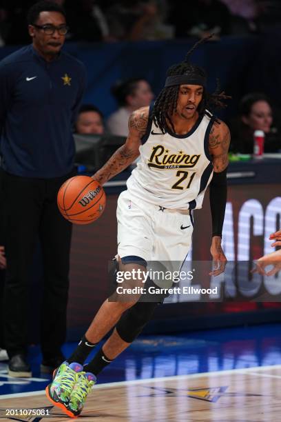Emoni Bates of Team Detlef dribbles during the Rising Stars Game as part of NBA All-Star Weekend on Friday, February 16, 2024 at Gainbridge...