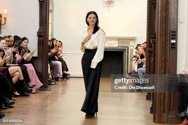 Svitlana Bevza walks the runway at the Bevza fashion show during New York Fashion Week on February 14, 2024 in New York City.