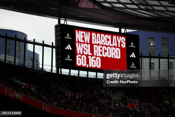 New Women's Super League attendance record is being set during the Barclays FA Women's Super League match between Arsenal and Manchester United at...