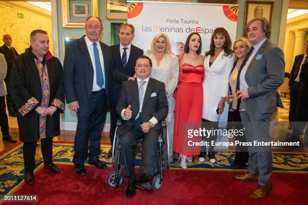 Luis Miguel Rodriguez, Vicente Ruiz "El Soro" and Maria Angeles Grajal during the awards ceremony that the bullfighting peña awards, on February 14...