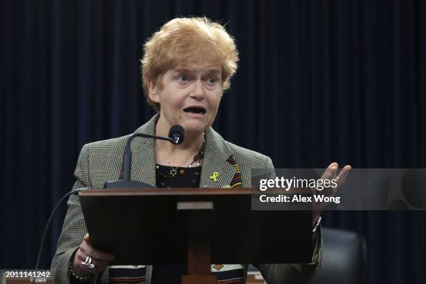State Department Special Envoy to Monitor and Combat Anti-Semitism Deborah Lipstadt speaks during a roundtable discussion at Rayburn House Office...