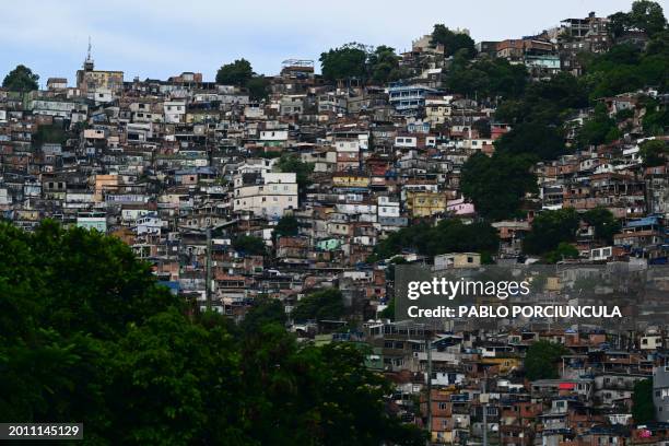 View of the Rocinha favela in Rio de Janeiro, taken on February 16, 2024.