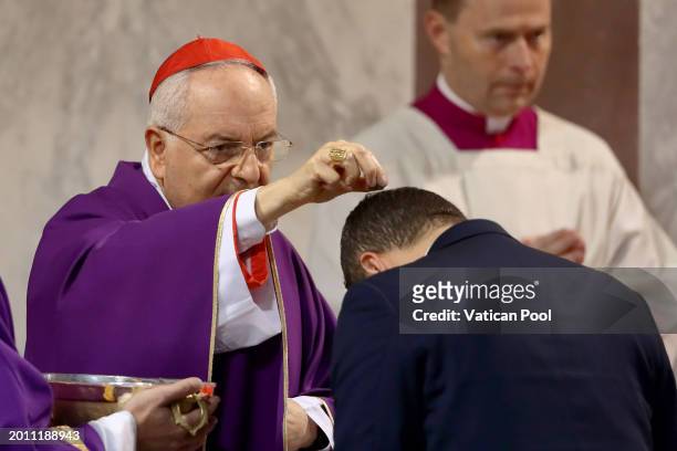 Cardinale Mauro Piacenza attends the beginning of Lent with Mass on Ash Wednesday presided by Pope Francis at the Basilica of Santa Sabina on...