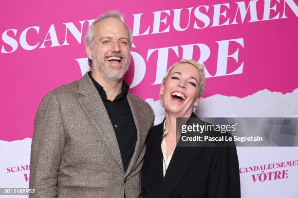 Ed Sinclair and Olivia Colman attend the "Wicked Little Letters - Scandaleusement Votre" Paris Premiere At Drugstore Publicis Cinema on February 14,...