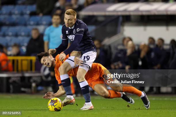 Sam Morsy of Ipswich Town is challenged by Casper de Norre of Millwall during the Sky Bet Championship match between Millwall and Ipswich Town at The...