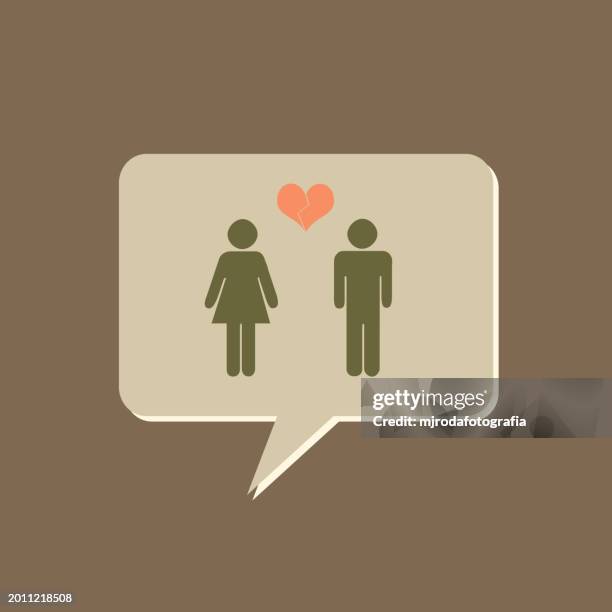 icon of a couple standing side by side with a  broken heart icon avobe them - st georges day stock pictures, royalty-free photos & images