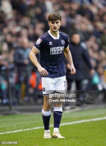 Ryan Longman of Millwall during the Sky Bet Championship match between Millwall and Sheffield Wednesday at The Den on February 17, 2024 in London,...