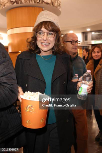 Valeria Golino attends the "Finalmente L'Alba" screening at Cinema Eden on February 14, 2024 in Rome, Italy.