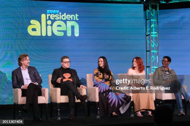 Chris Sheridan, Alan Tudyk, Sara Tomko, Alice Wetterlund and Corey Reynolds attend the 2024 TCA Winter Press Tour - NBCUniversal at The Langham...
