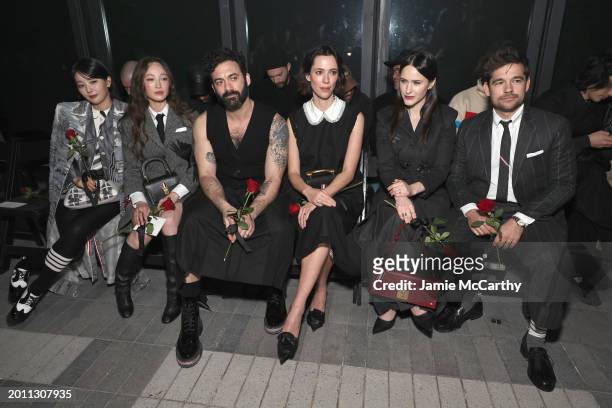 Seulgi, Havana Rose Liu, Morgan Spector, Rebecca Hall, Rachel Brosnahan and Jason Ralph attend the Thom Browne fashion show during New York Fashion...