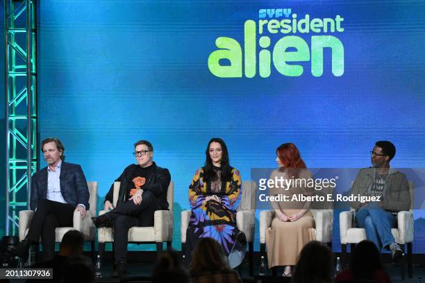 Chris Sheridan, Alan Tudyk, Sara Tomko, Alice Wetterlund and Corey Reynolds attend the 2024 TCA Winter Press Tour - NBCUniversal at The Langham...