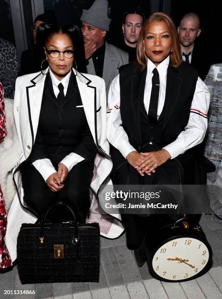 Janet Jackson and Queen Latifah attend the Thom Browne fashion show during New York Fashion Week on February 14, 2024 in New York City.