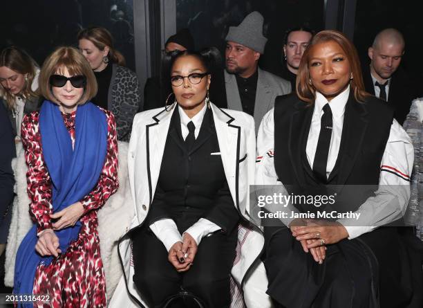 Anna Wintour, Janet Jackson and Queen Latifah attend the Thom Browne fashion show during New York Fashion Week on February 14, 2024 in New York City.